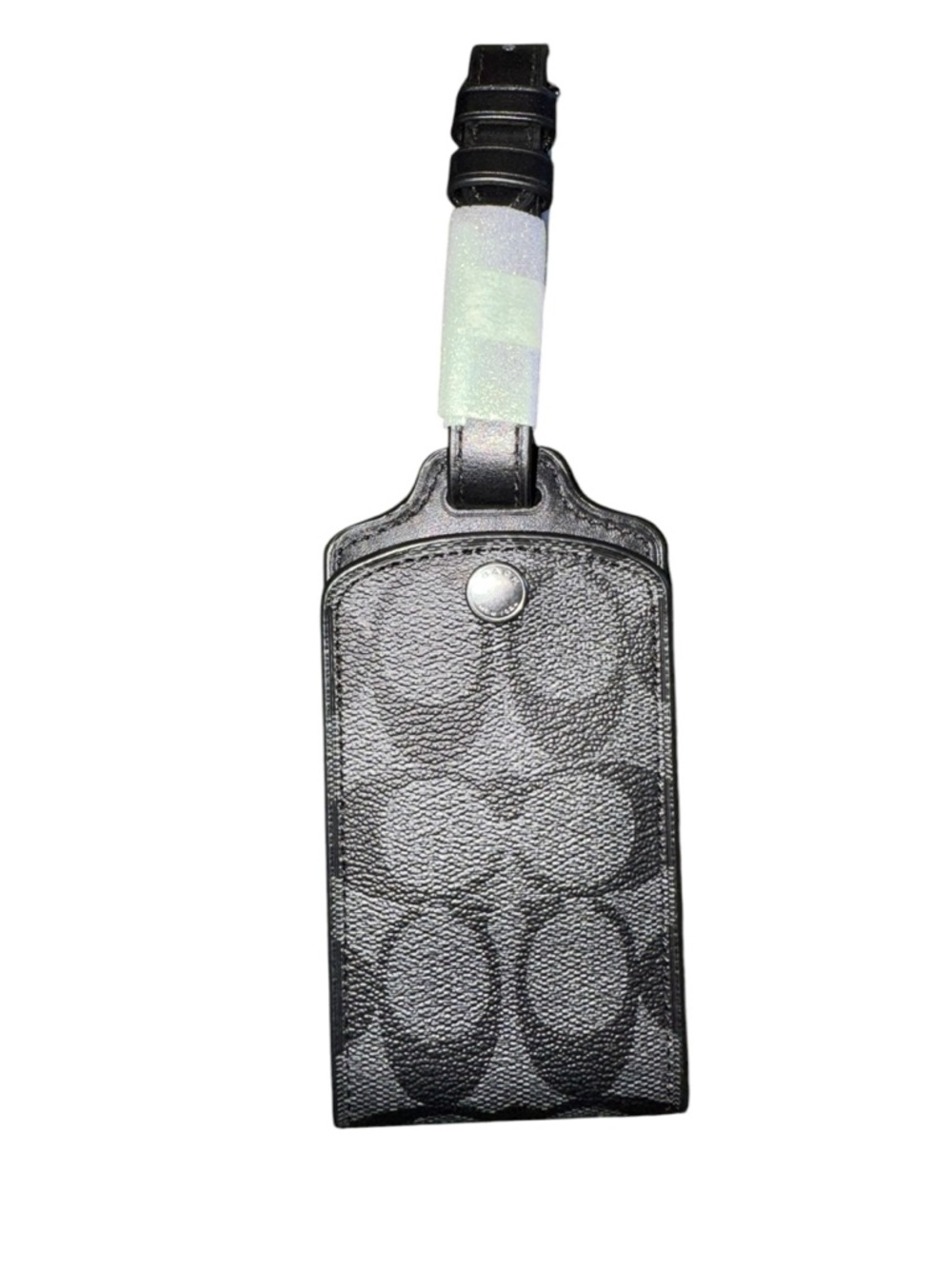 Coach Black Signature Leather Luggage Tag Accessory, NWT